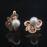 Rose Drop Earrings Simulated Pearl Flowers Jewelry