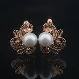 Rose Drop Earrings Simulated Pearl Flowers Jewelry