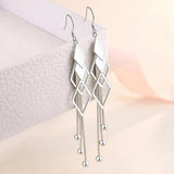 925 Silver Needle Multi-layer Tassels Drop Earrings For Women