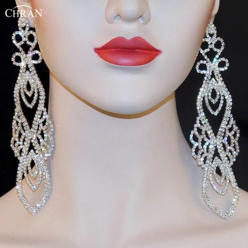 Crystal Chandelier Drop Earrings for Women Wedding Jewelry
