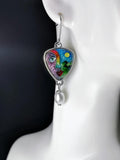 Ethnic Pearl Earrings Carved Female Statue Moon Asymmetry Enamel Dangle Jewelry