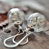 Glass Globe Dandelion Seed Earrings - Botanical Jewelry
