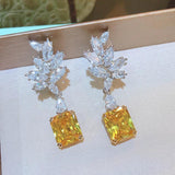 Yellow Zircon Drop Earrings for Women