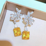Yellow Zircon Drop Earrings for Women