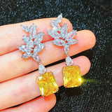 Yellow Zircon Drop Earrings for Women