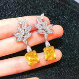 Yellow Zircon Drop Earrings for Women