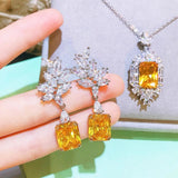 Yellow Zircon Drop Earrings for Women
