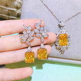 Yellow Zircon Drop Earrings for Women
