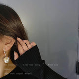 925 Silver Dangle Drop Earrings Cubic Zircon 18K Pearls