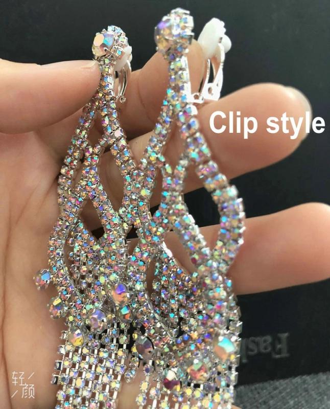 Chandelier Tassel Dangle Earrings Clear Crystal Rhinestone Dangling Earring
