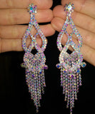 Chandelier Tassel Dangle Earrings Clear Crystal Rhinestone Dangling Earring
