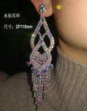 Chandelier Tassel Dangle Earrings Clear Crystal Rhinestone Dangling Earring