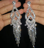 Chandelier Tassel Dangle Earrings Clear Crystal Rhinestone Dangling Earring