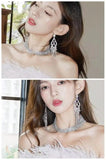 Chandelier Tassel Dangle Earrings Clear Crystal Rhinestone Dangling Earring