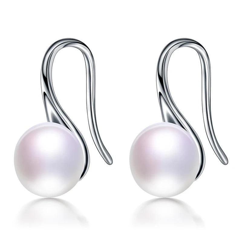 Freshwater Pearl Earrings 925 Silver Classic Jewelry Gift for Women