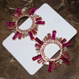 Rhinestone Sunshine Dangle Earrings Evening Dress Statement Jewelry