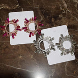 Rhinestone Sunshine Dangle Earrings Evening Dress Statement Jewelry