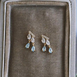 Designer Silver Inlaid Crystal Tassel Earrings