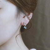 Designer Silver Inlaid Crystal Tassel Earrings
