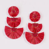 Rainbery Raffia Tassel Earrings Colorful Tiered Dangle Statement Earrings