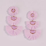 Rainbery Raffia Tassel Earrings Colorful Tiered Dangle Statement Earrings