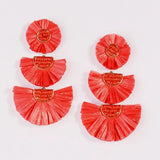 Rainbery Raffia Tassel Earrings Colorful Tiered Dangle Statement Earrings