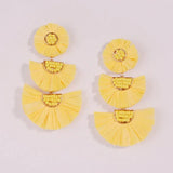 Rainbery Raffia Tassel Earrings Colorful Tiered Dangle Statement Earrings