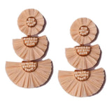 Rainbery Raffia Tassel Earrings Colorful Tiered Dangle Statement Earrings