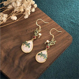 Vintage Chinese Style Cloisonne Flower Earrings