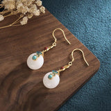 Vintage Chinese Style Cloisonne Flower Earrings