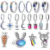 925 Silver Star & Moon Earrings Lovely Rabbit Wedding Earrings