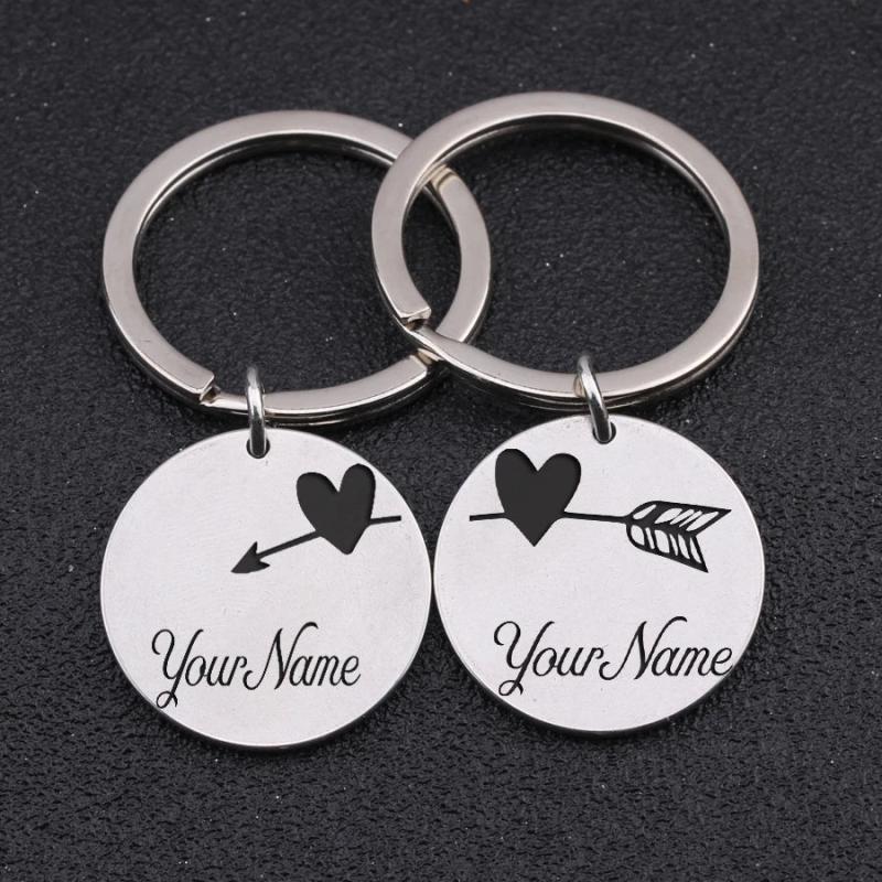 Stainless Steel Couple Keychains, Three Color Options