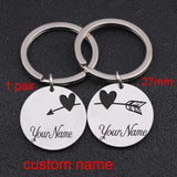 Stainless Steel Couple Keychains, Three Color Options