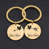 Stainless Steel Couple Keychains, Three Color Options