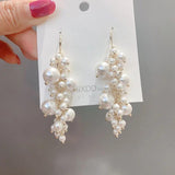 Beaded Simulated Pearl Grape Shape Dangle Earrings For Women