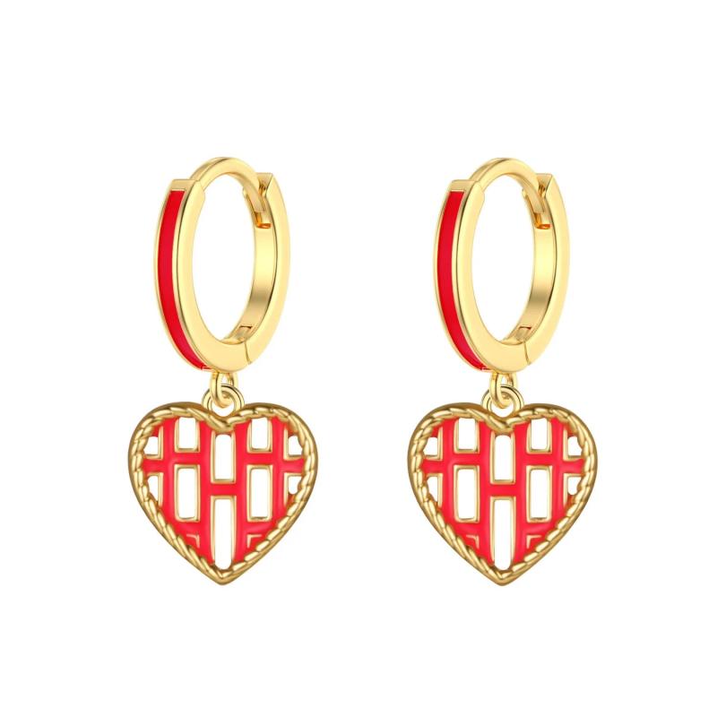 Love Heart Drop Earrings Round Circle Wedding Jewelry