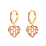Love Heart Drop Earrings Round Circle Wedding Jewelry