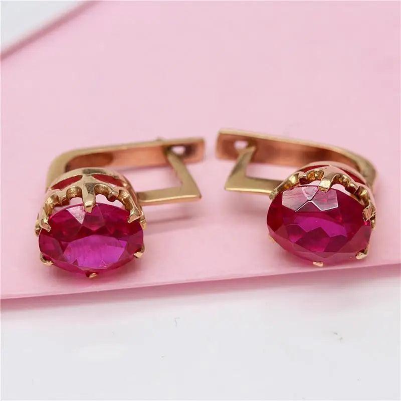 Purple Crystal Inlaid Earrings for Women
