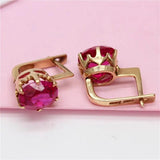 Purple Crystal Inlaid Earrings for Women