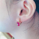Purple Crystal Inlaid Earrings for Women