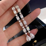Geometric Crystal Water Drop Dangle Earrings for Women