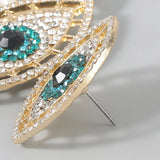 Metal Rhinestone Pearl Evil Eye Earrings
