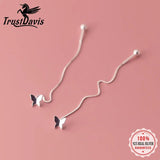 925 Sterling Silver Butterfly Screw Stud Earring for Women Party Jewelry