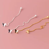 925 Sterling Silver Butterfly Screw Stud Earring for Women Party Jewelry