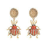 Vintage Ladybug Drop Earrings for Women