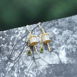Silver Inlaid Chalcedony Gilt Earrings Chinese Palace Charm Women's Jewelry