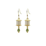 Silver Inlaid Chalcedony Gilt Earrings Chinese Palace Charm Women's Jewelry