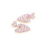 Romantic Pink Rhinestone Heart-shaped Earrings for Woman