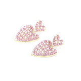 Romantic Pink Rhinestone Heart-shaped Earrings for Woman