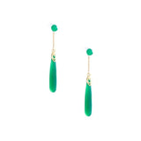 Silver Inlaid Green Chalcedony Geometric Earrings Retro Charm Jewelry